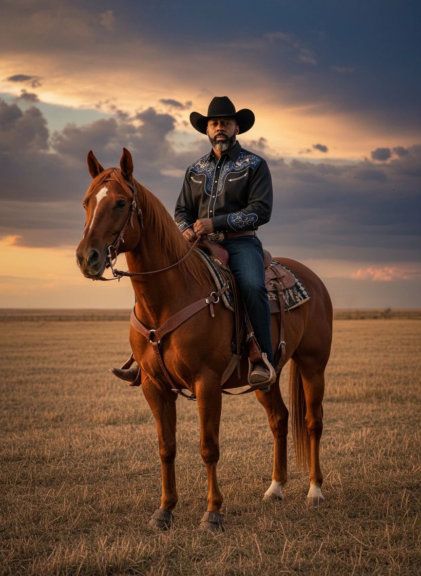 M.I.C. — country artist on horseback at golden hour